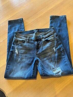 Judy Blue Distressed Boyfriend Jeans - Dark Blue